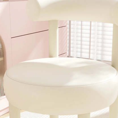 Off-White Round Curved-Back Vanity Stool