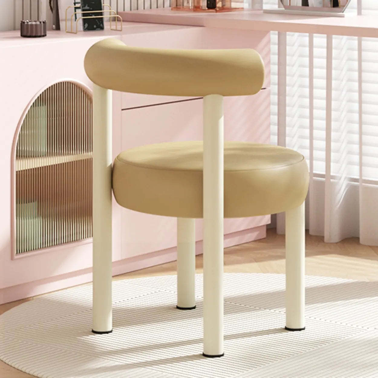 Lighom modern curved-back vanity khaki end & side tables in metal