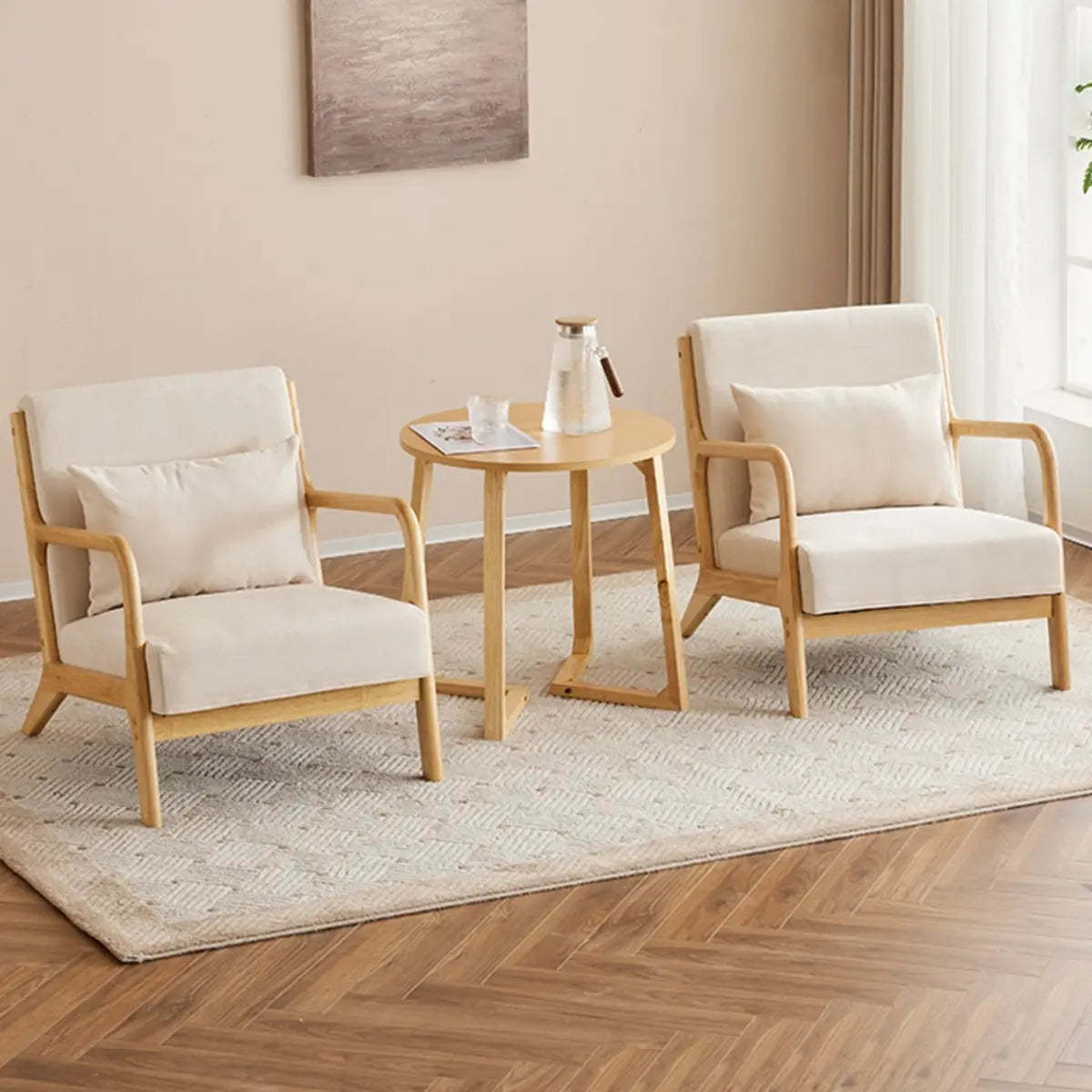Off-White Scratch Resistant Lounge Chair — Coffee / Cotton and Linen