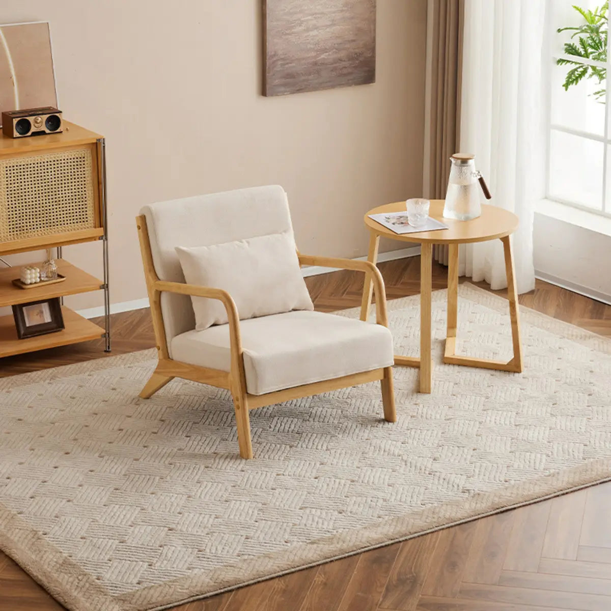 Off-White Scratch Resistant Lounge Chair — Khaki / Cotton and Linen