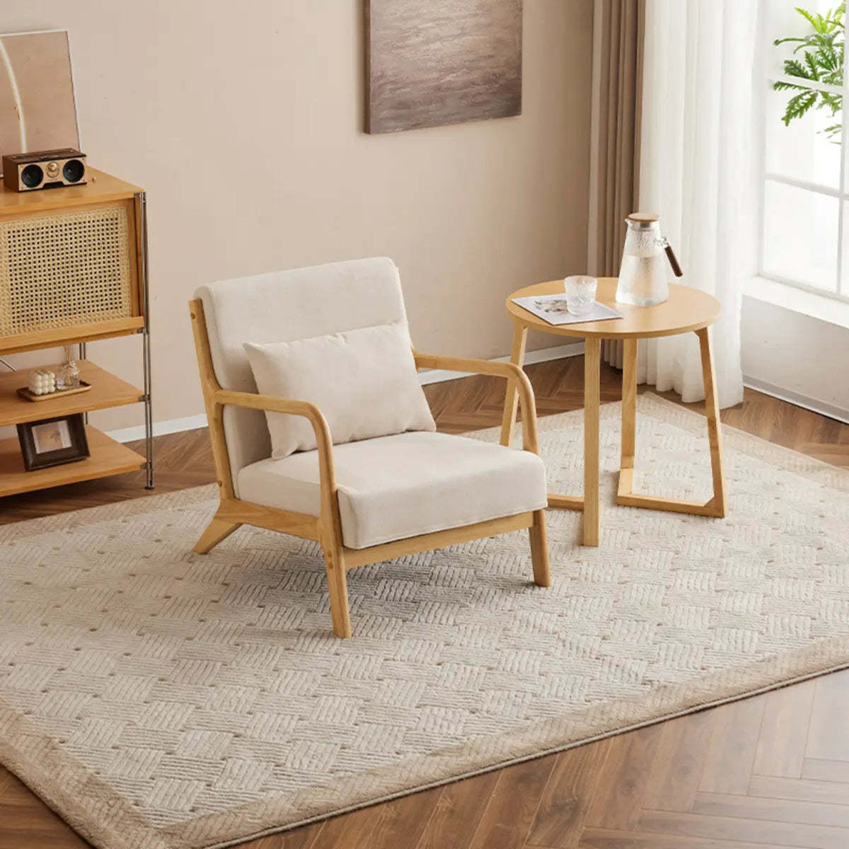 Off-White Scratch Resistant Lounge Chair — Khaki / Cotton and Linen