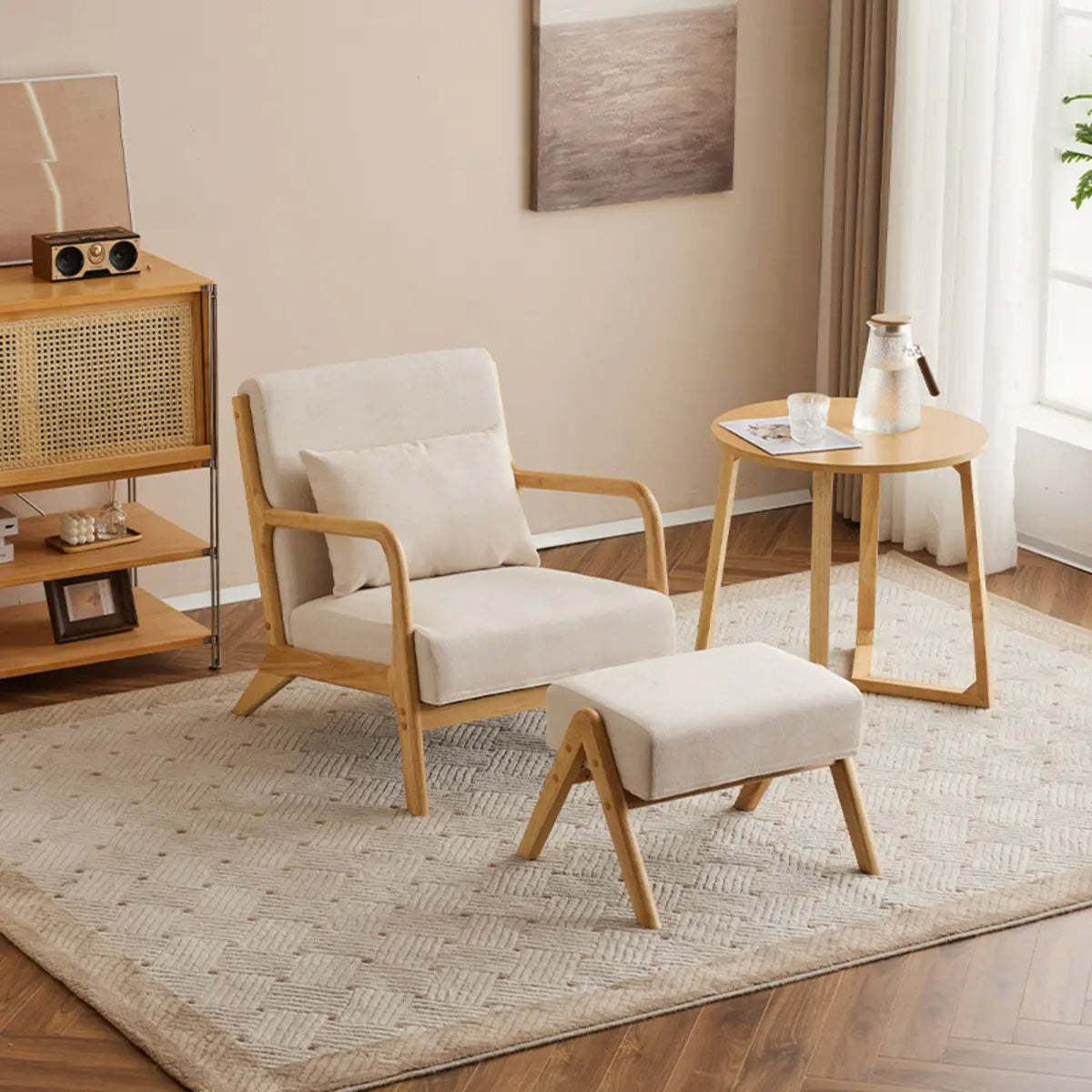 Off-White Scratch Resistant Lounge Chair — Light Gray / Cotton and Linen