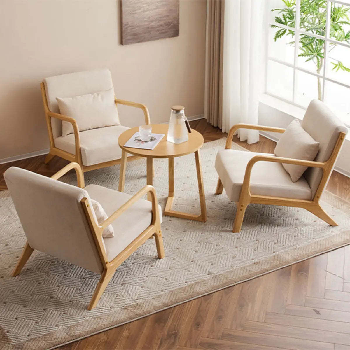 Off-White Scratch Resistant Lounge Chair — Off-White / Cotton and Linen