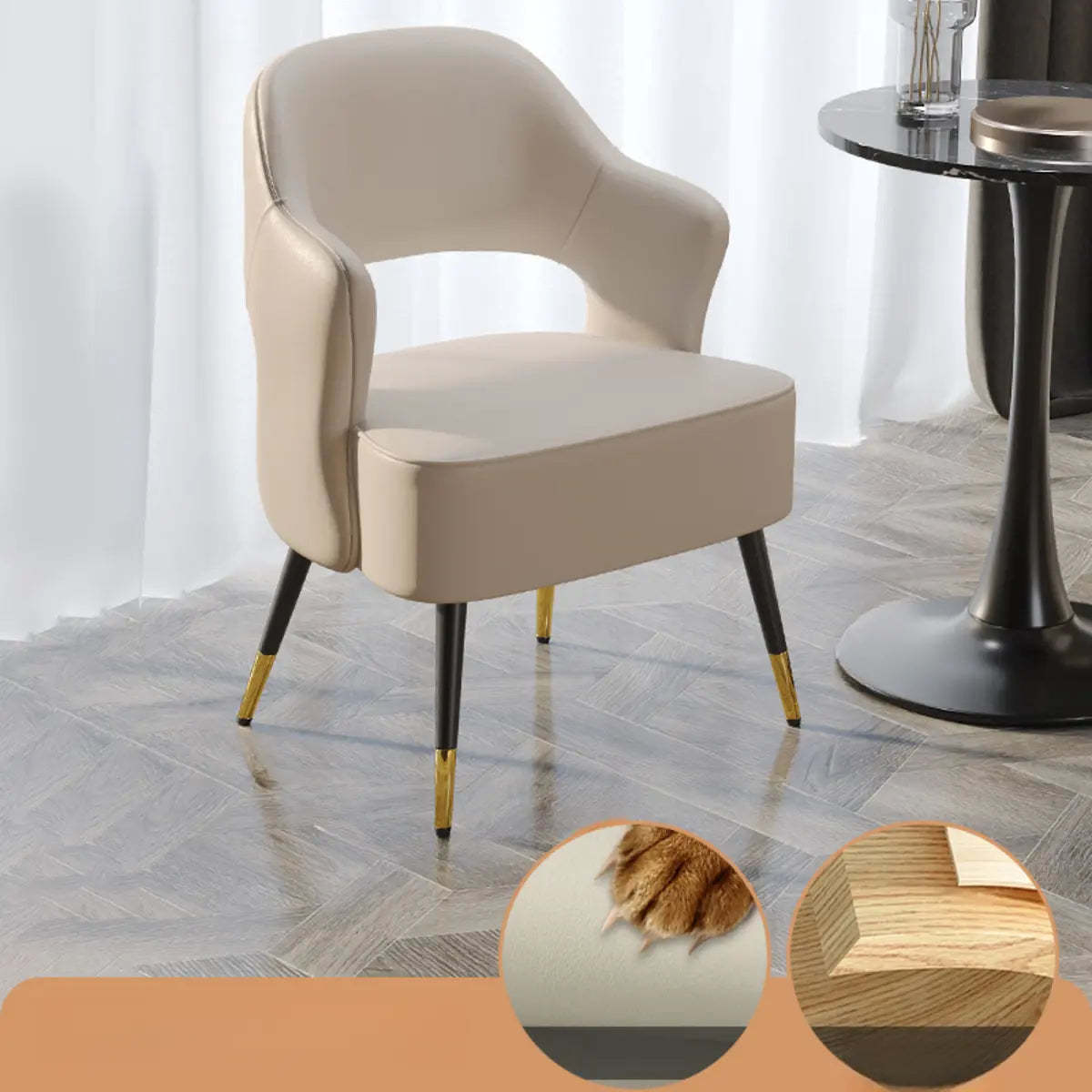 Off-White Scratch Resistant Sherpa Sloped Arm Chair
