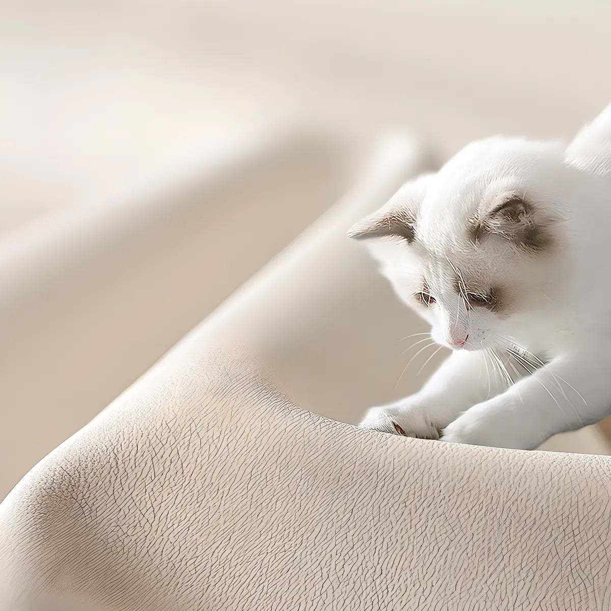 Off-White Scratch Resistant Sherpa Sloped Arm Chair