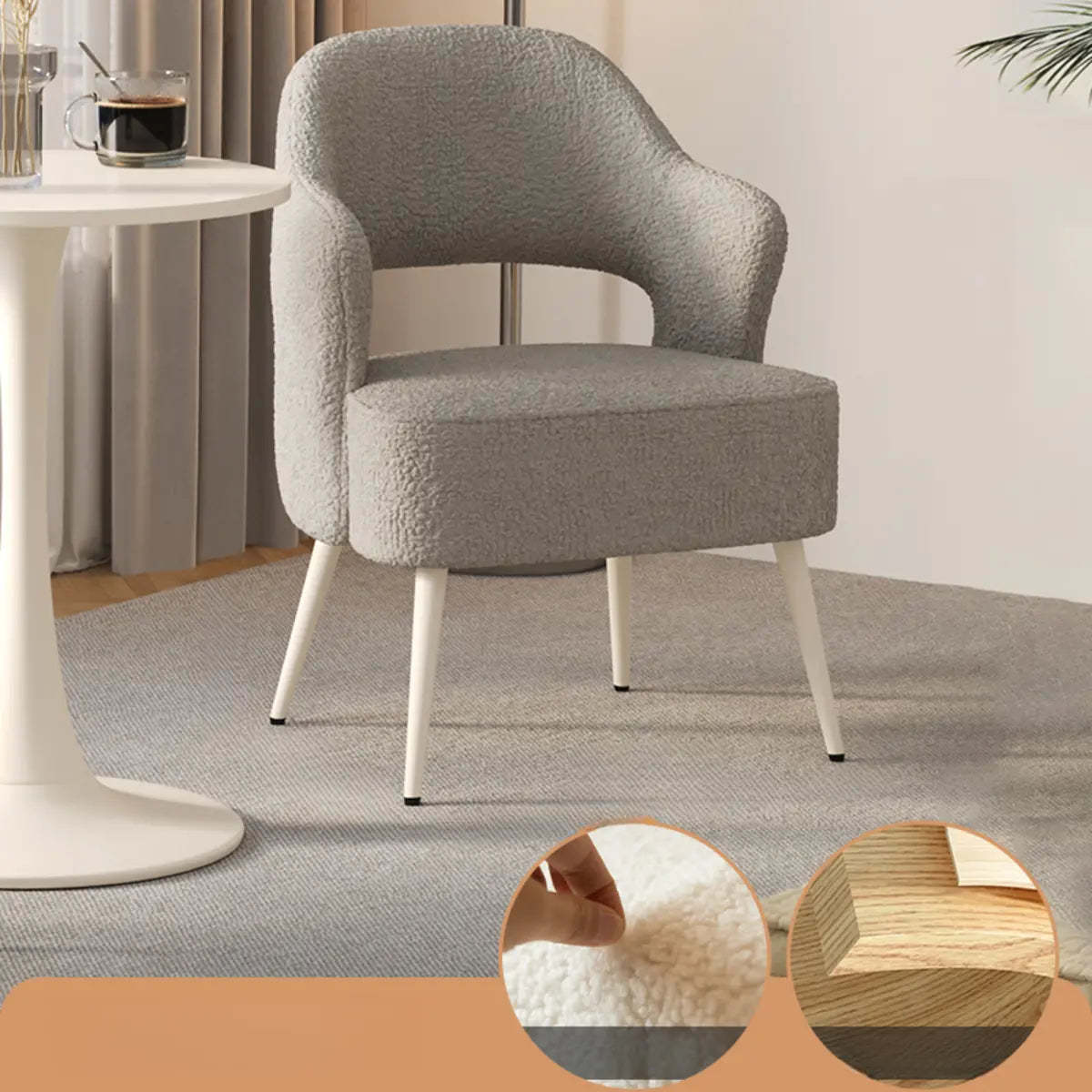 Off-White Scratch Resistant Sherpa Sloped Arm Chair