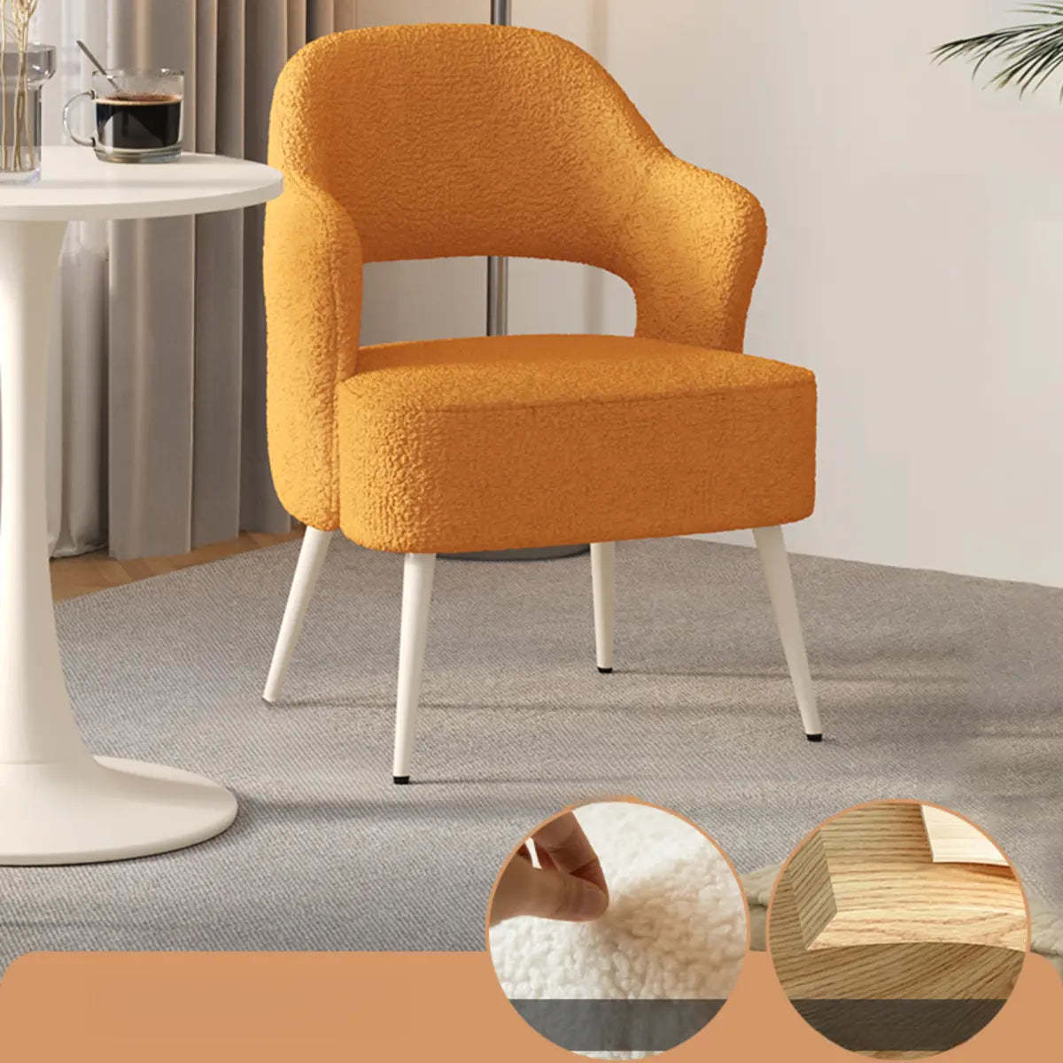 Off-White Scratch Resistant Sherpa Sloped Arm Chair