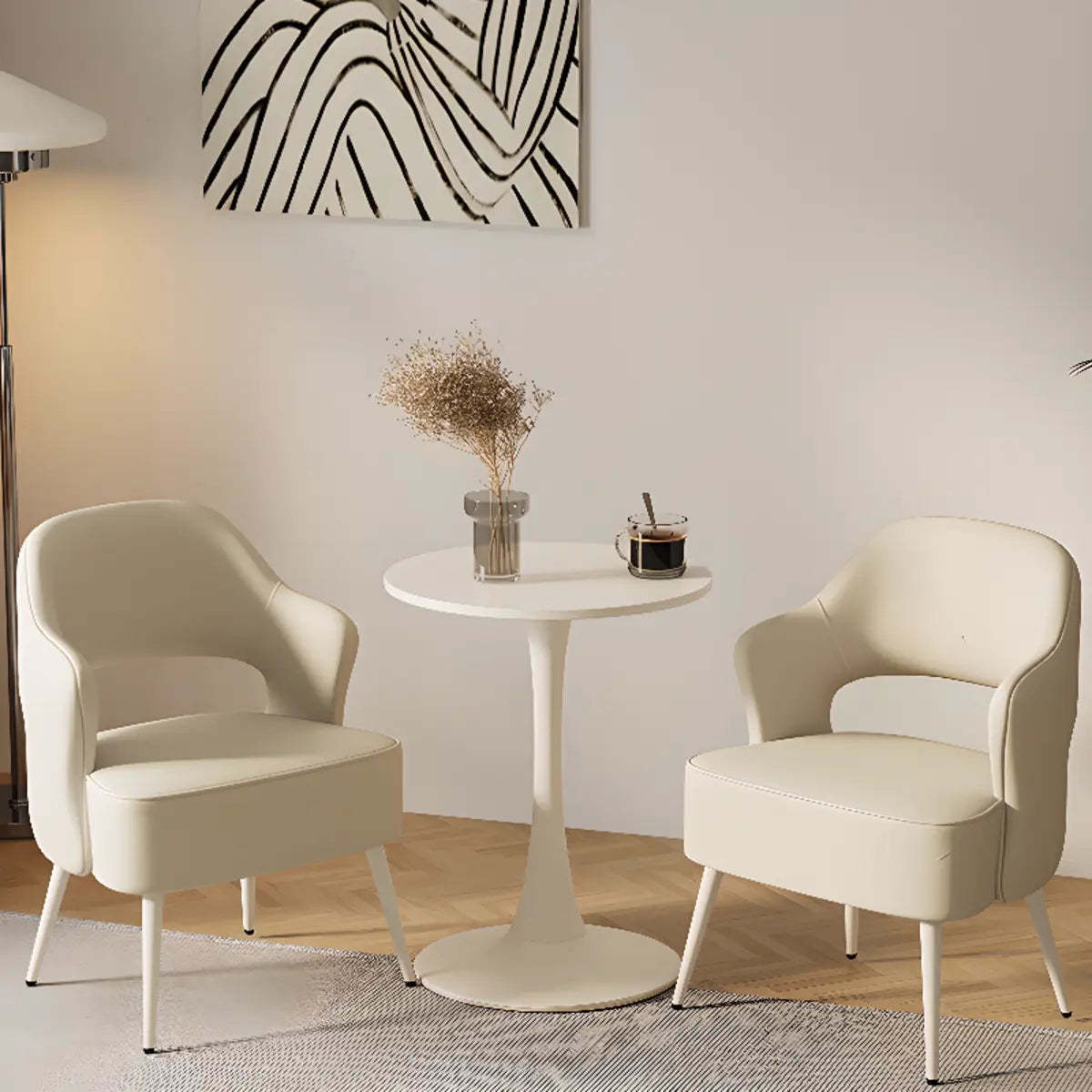 Off-White Scratch Resistant Sherpa Sloped Arm Chair — Pink / Black/ Gold / Anti Cat Scratch Leather