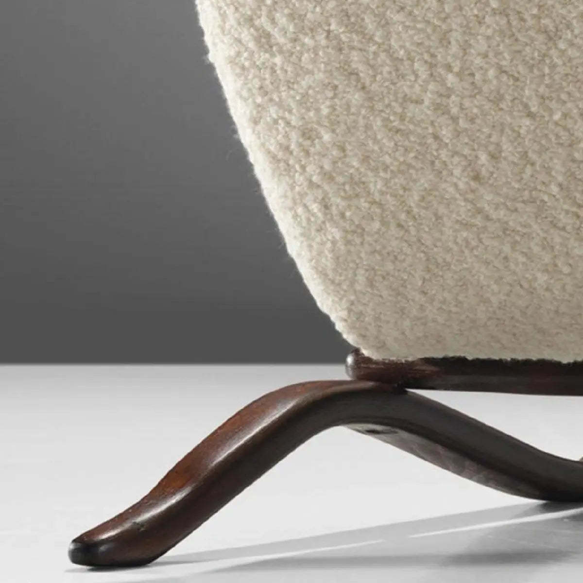 Off-White Sherpa Fill Wood Arm Chair