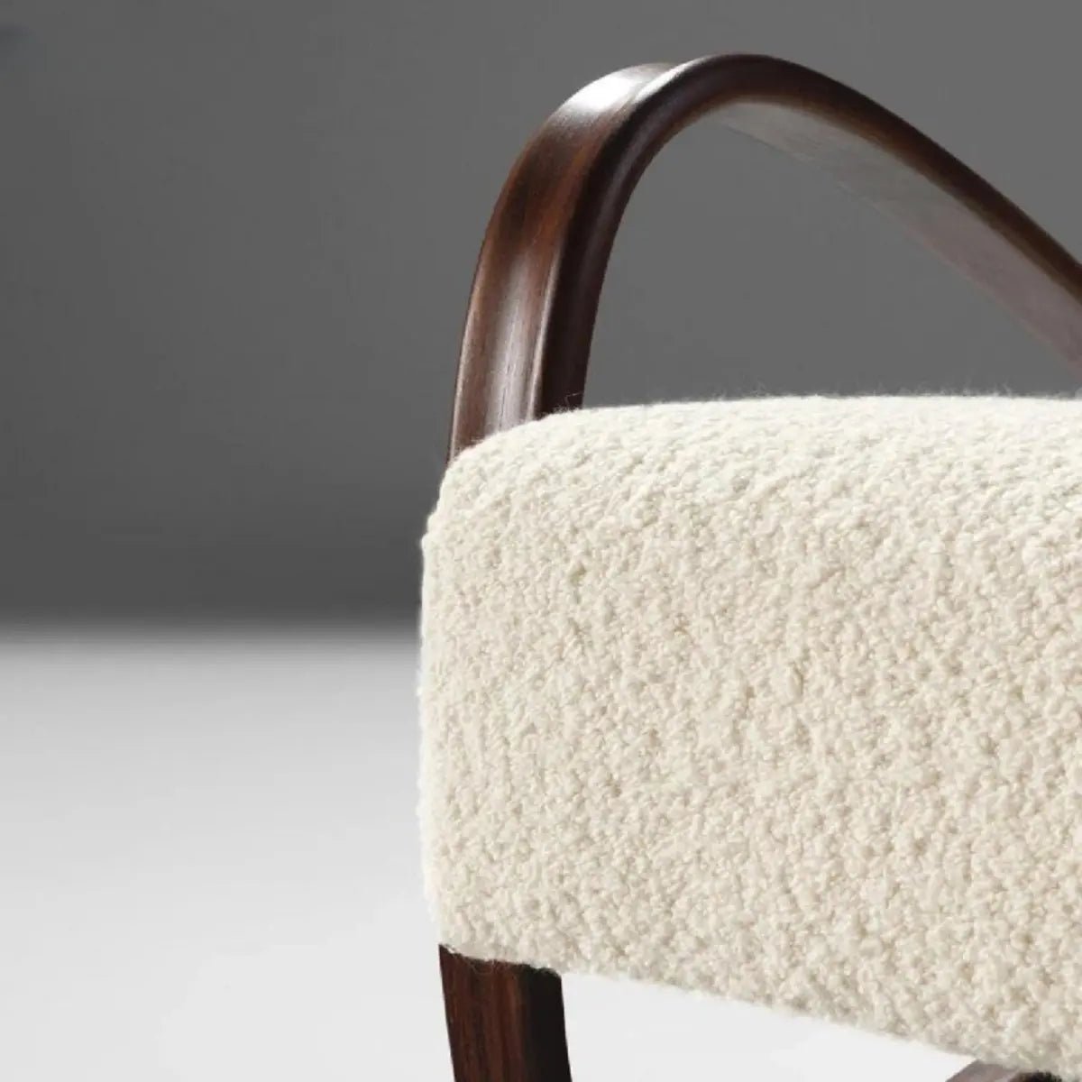 Off-White Sherpa Fill Wood Arm Chair