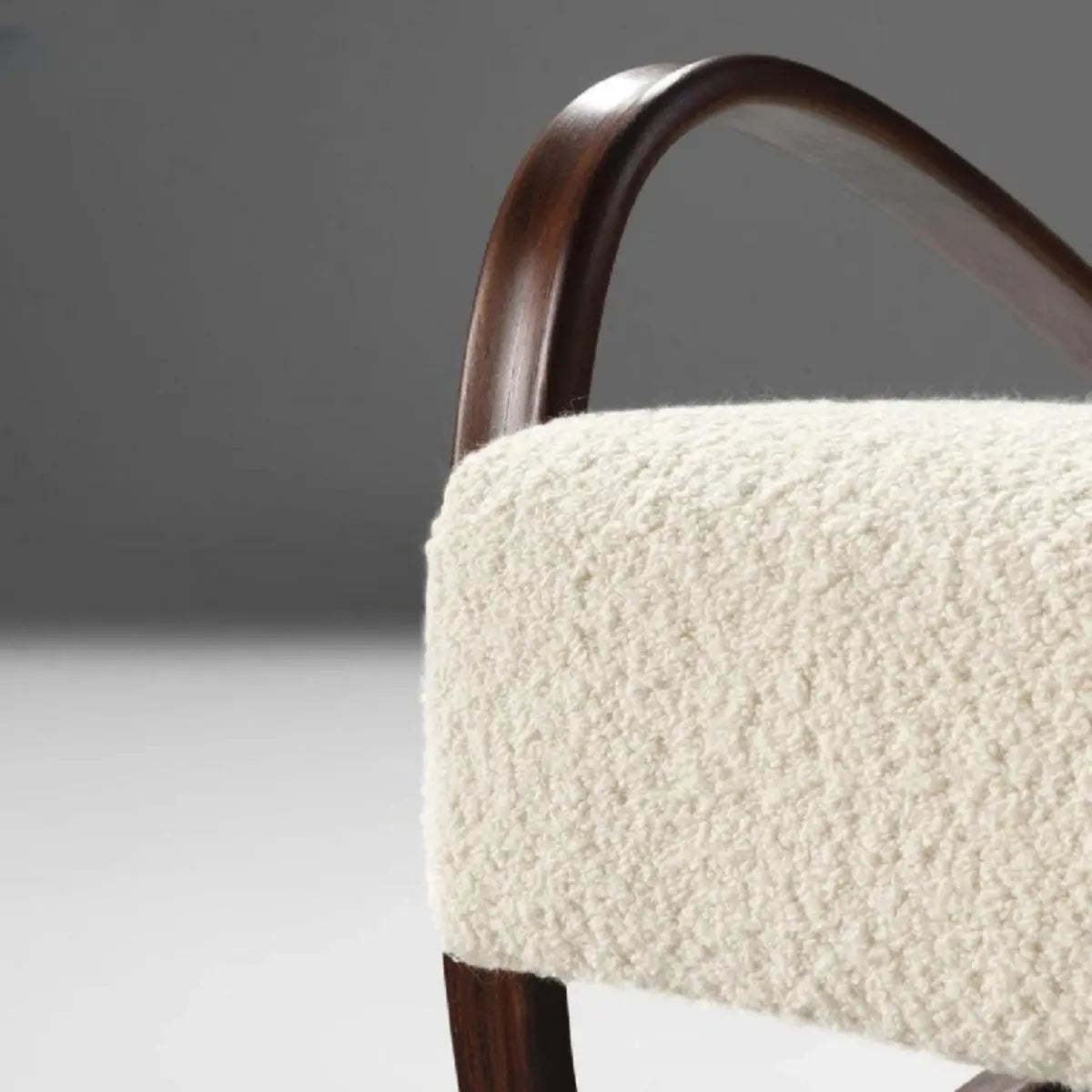 Off-White Sherpa Fill Wood Arm Chair