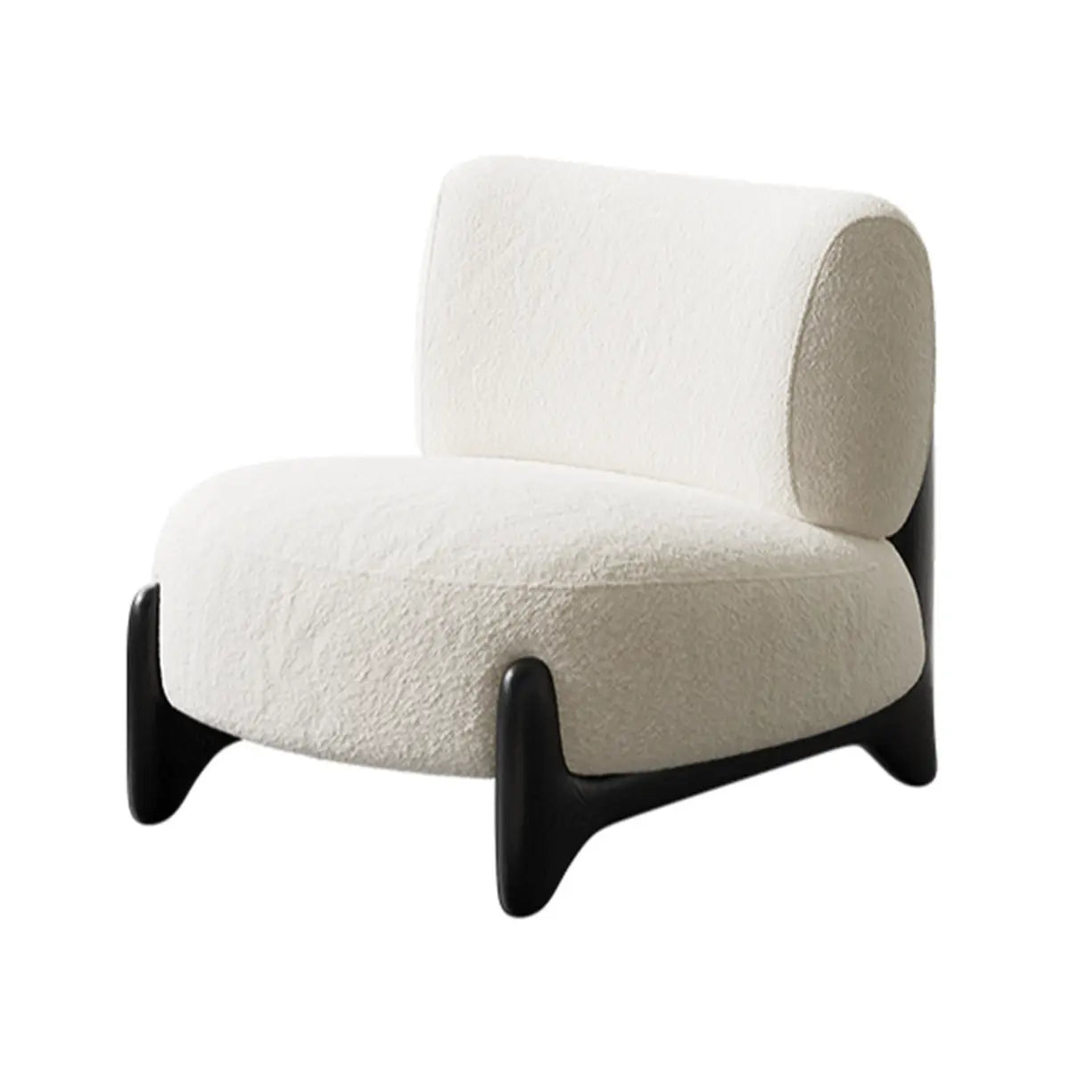 Off-White Sherpa Pillow Back Ash Wood Accent Chair
