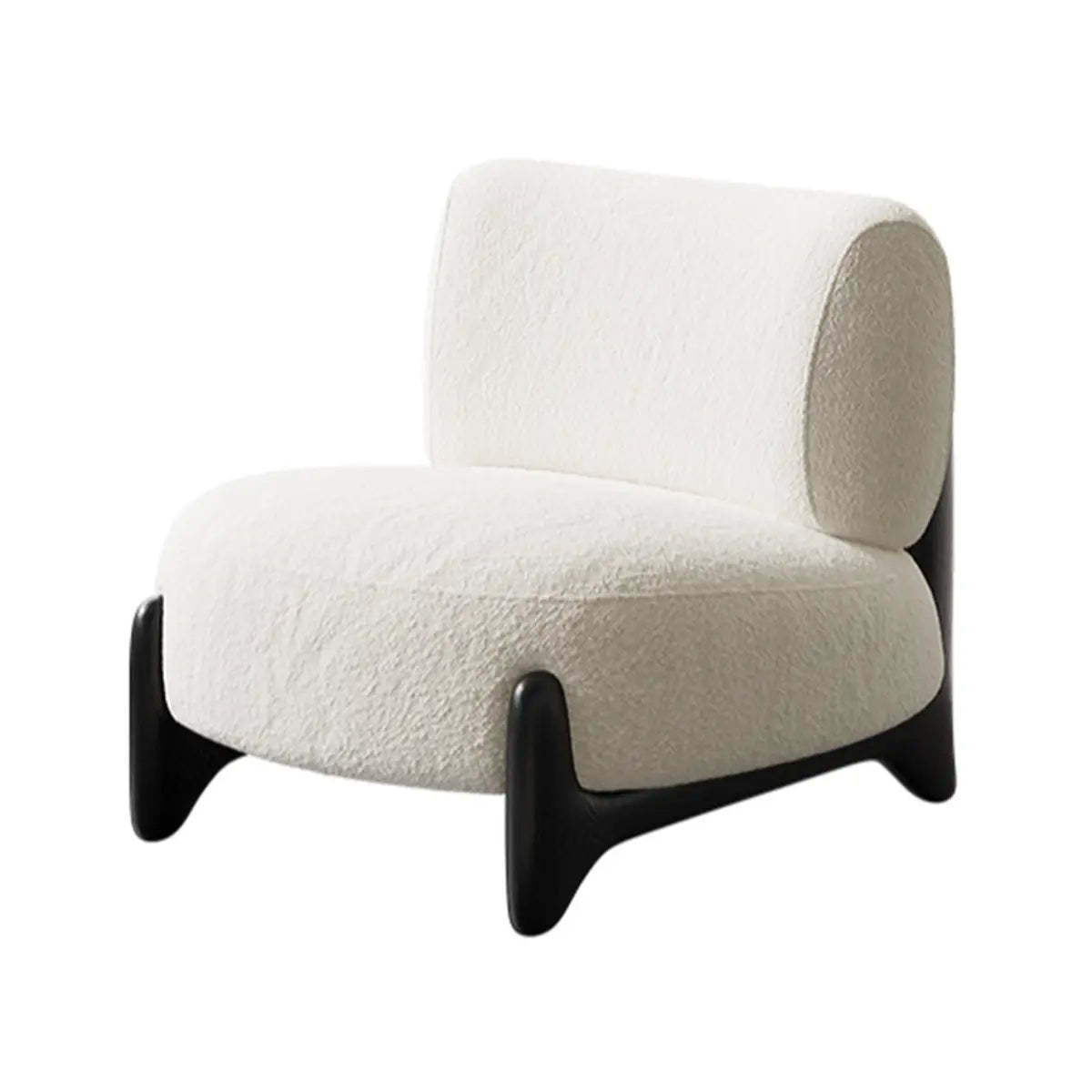 Off-White Sherpa Pillow Back Ash Wood Accent Chair