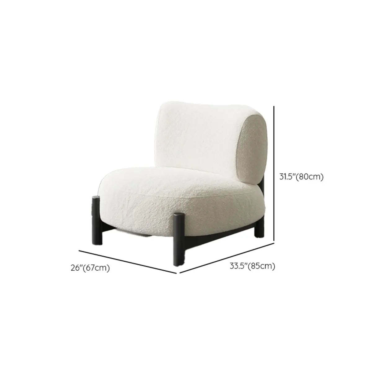 Off-White Sherpa Pillow Back Ash Wood Accent Chair