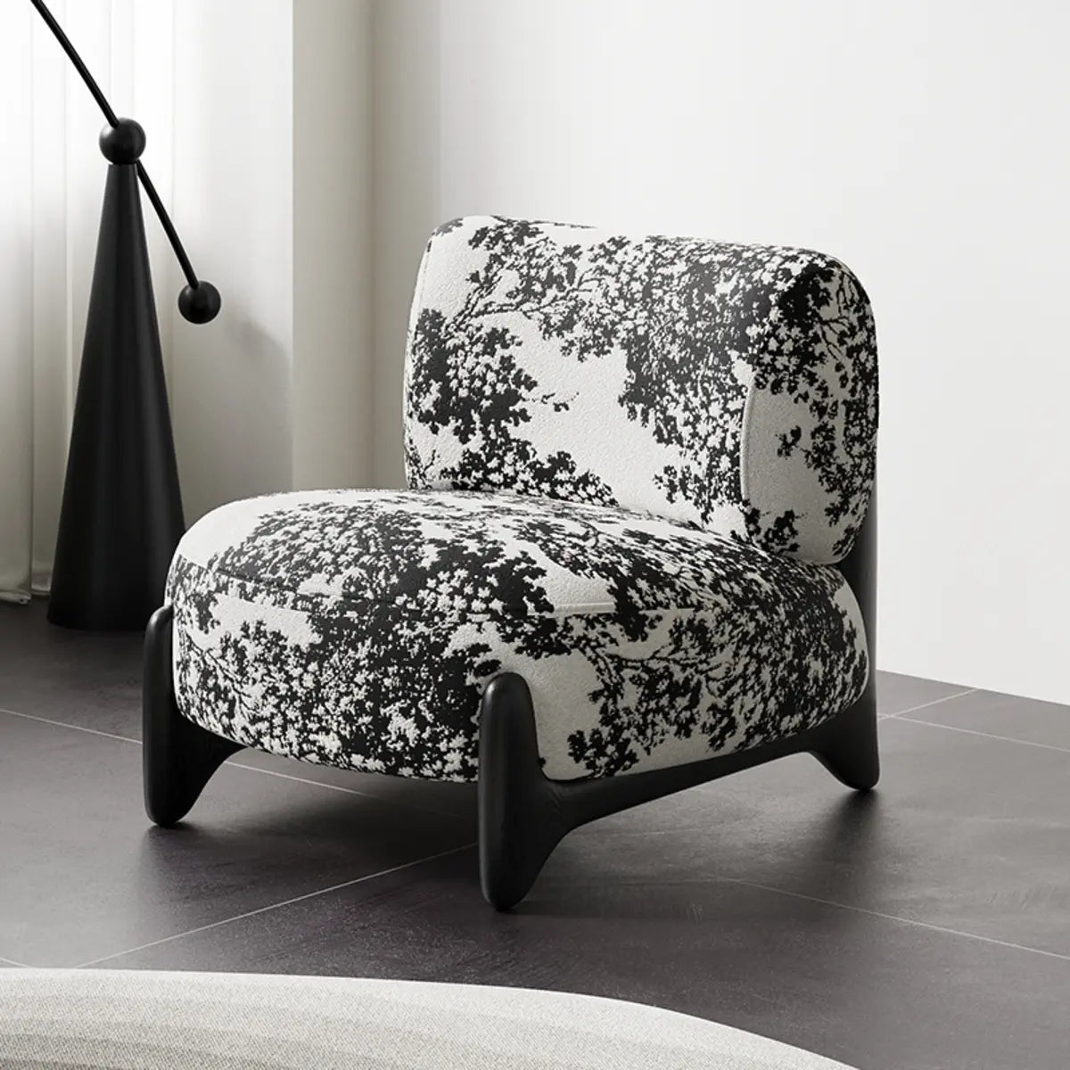 Off-White Sherpa Pillow Back Ash Wood Accent Chair — Off-White / Sherpa / Carbon Steel