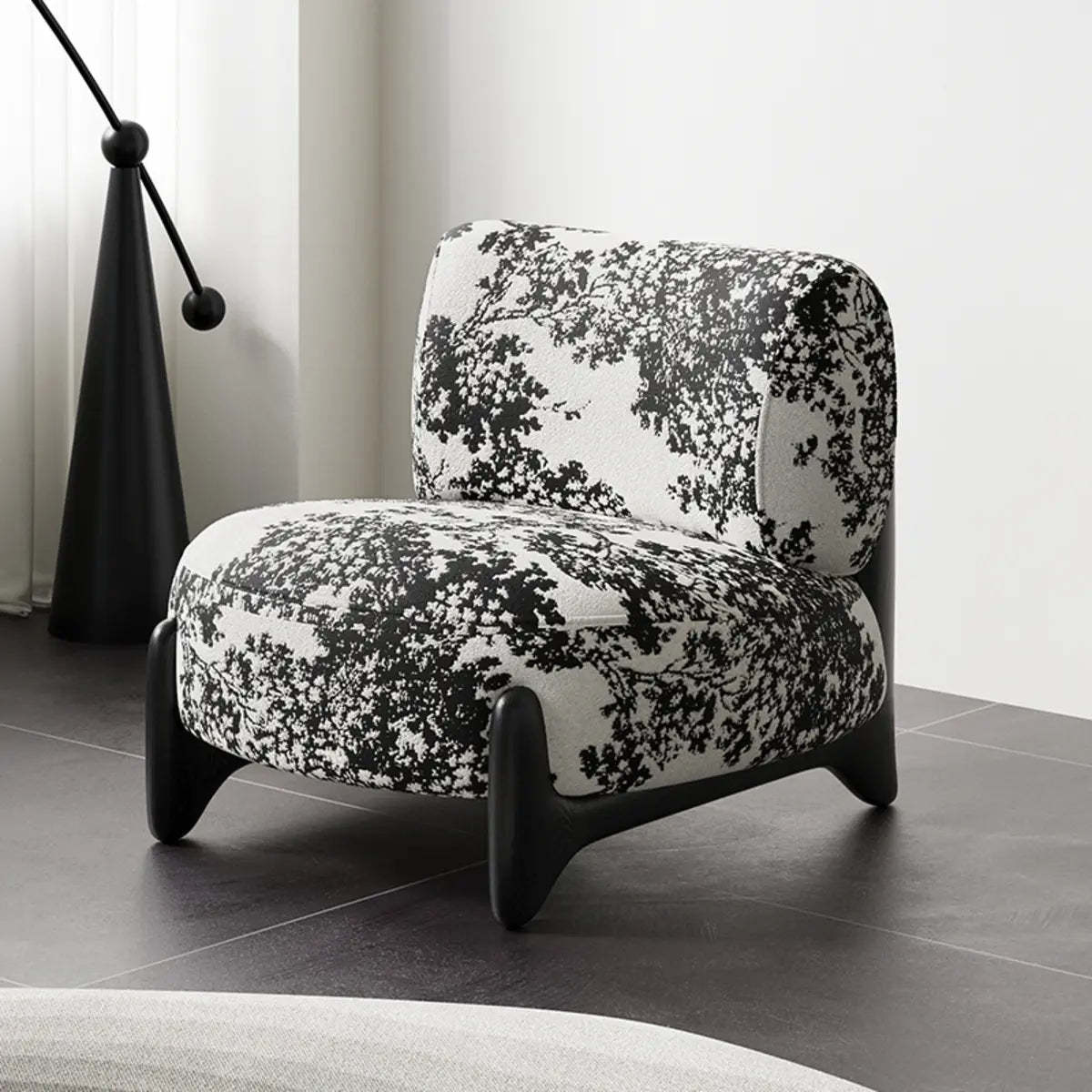 Off-White Sherpa Pillow Back Ash Wood Accent Chair — Off-White / Sherpa / Carbon Steel