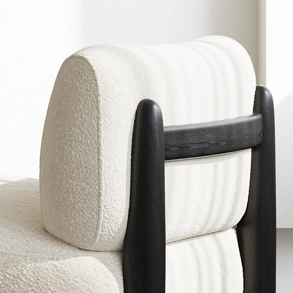 Off-White Sherpa Pillow Back Ash Wood Accent Chair