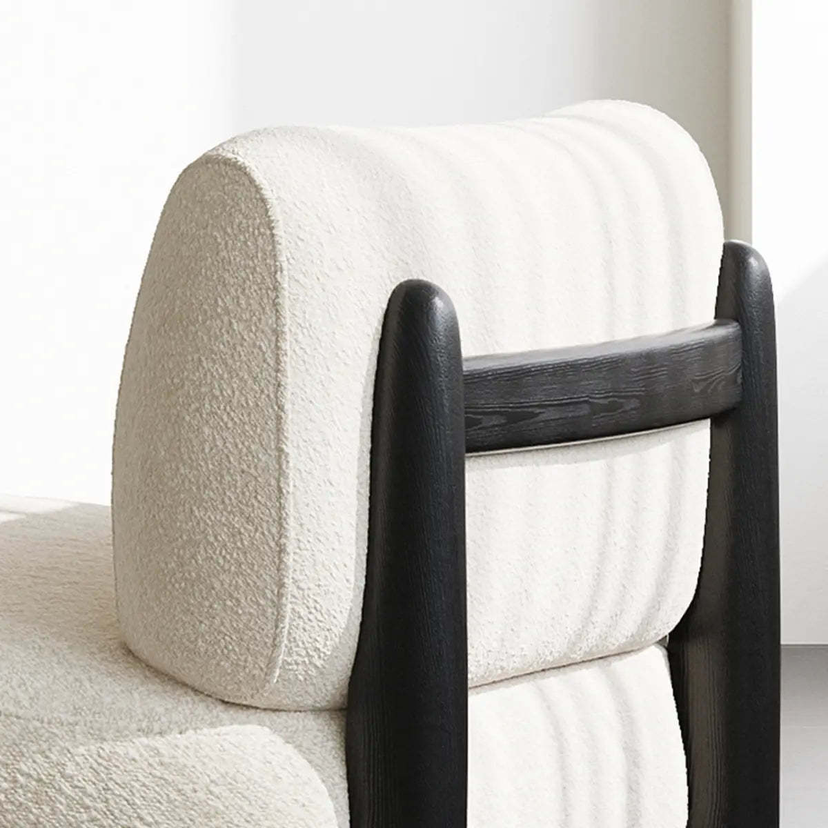 Off-White Sherpa Pillow Back Ash Wood Accent Chair