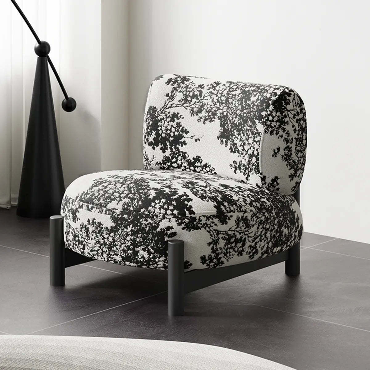 Off-White Sherpa Pillow Back Ash Wood Accent Chair