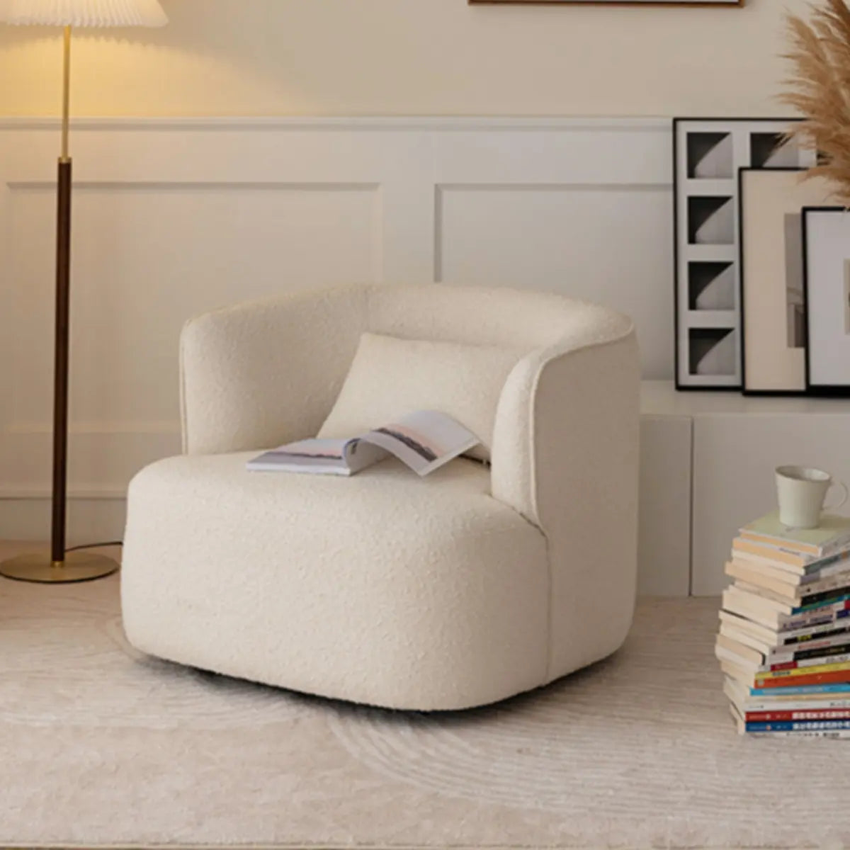 Sherpa Round Arm Chair with Curved Back