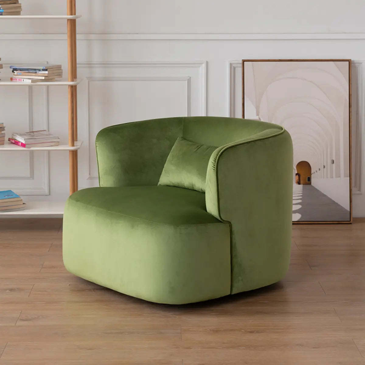 Sherpa Round Arm Chair with Curved Back