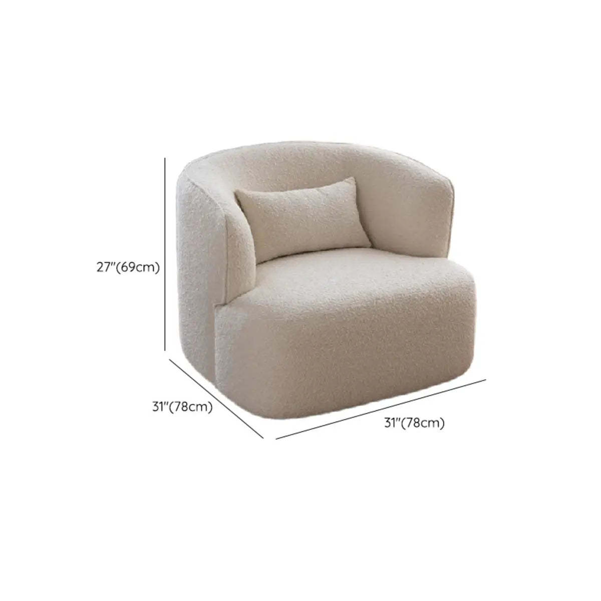 Sherpa Round Arm Chair with Curved Back