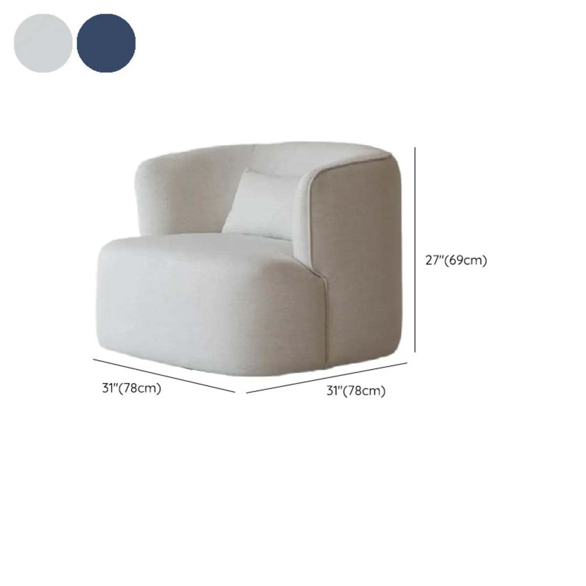 Sherpa Round Arm Chair with Curved Back