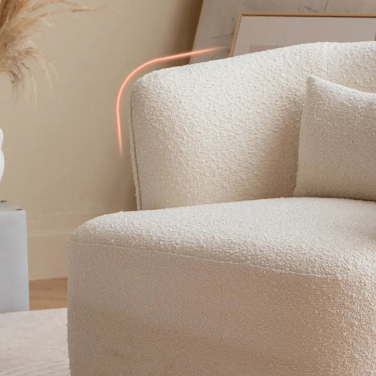 Sherpa Round Arm Chair with Curved Back — Green / Flannel