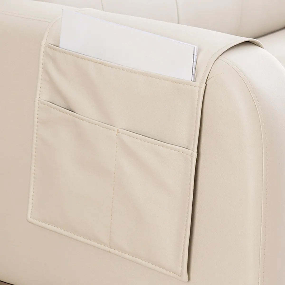 Off-White Square Arm Tufted Loose Back Chair
