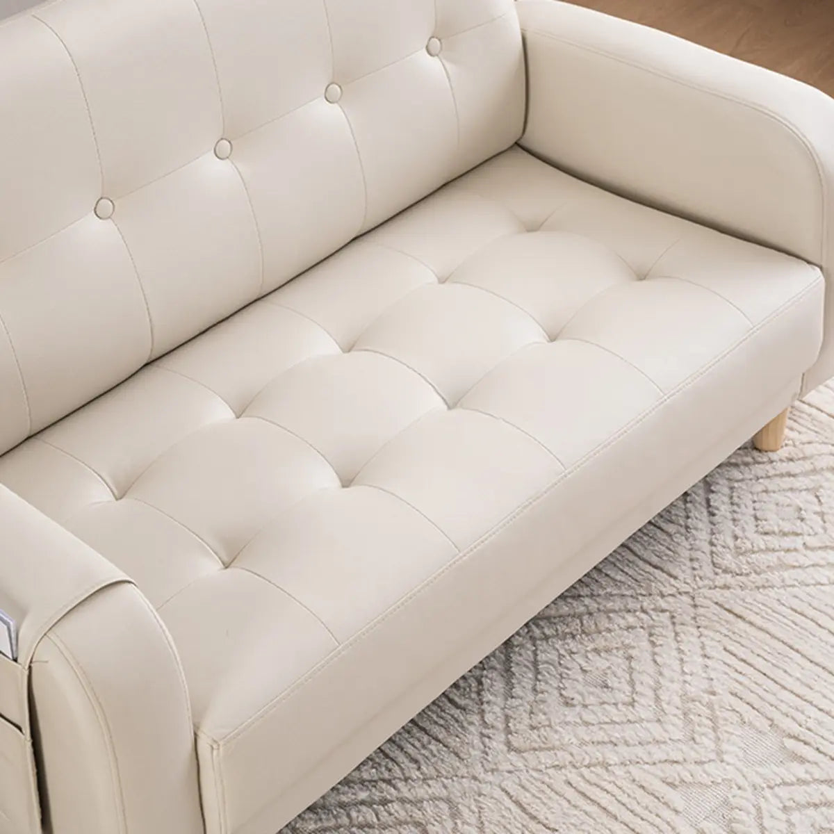 Off-White Square Arm Tufted Loose Back Chair