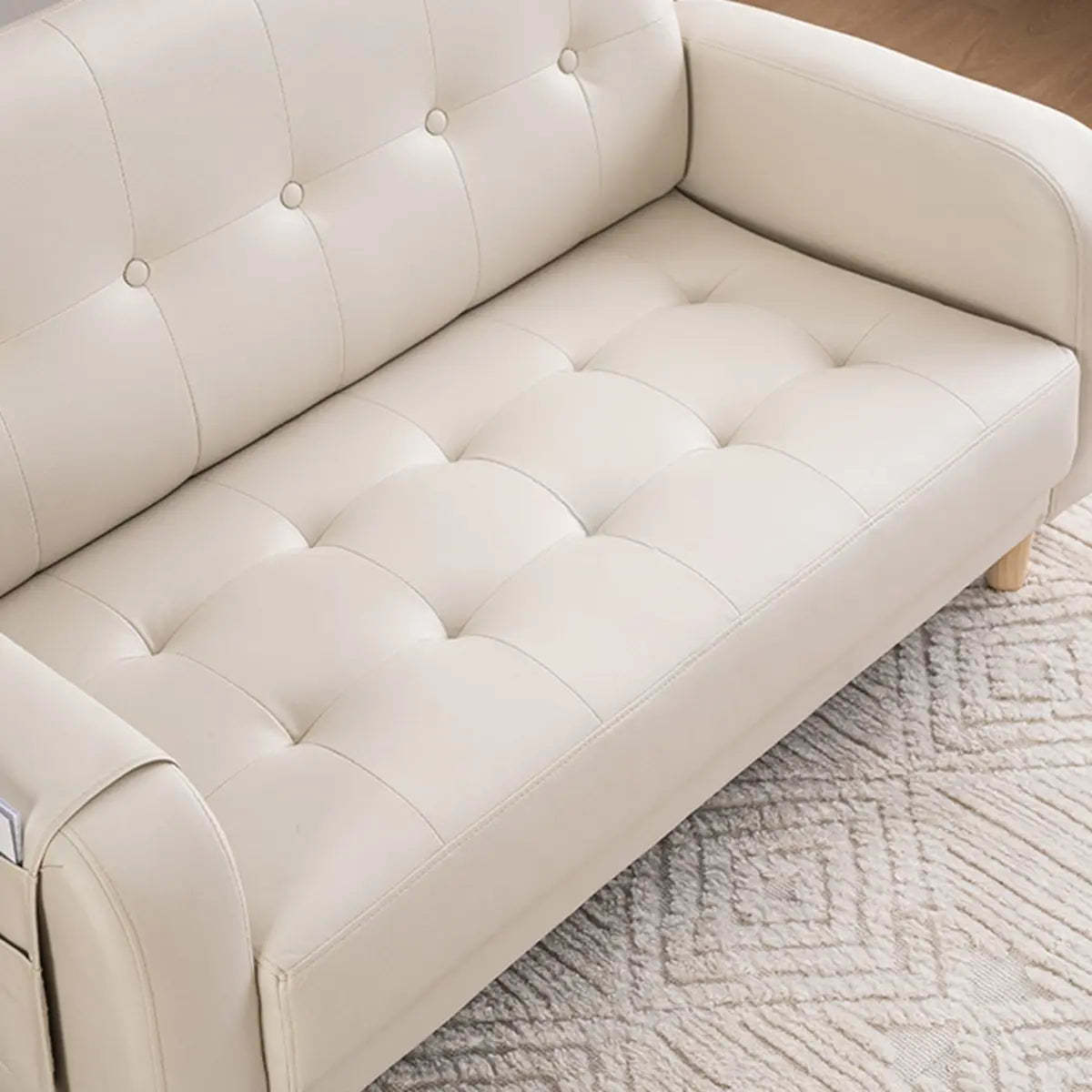 Off-White Square Arm Tufted Loose Back Chair