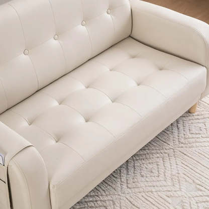 Off-White Square Arm Tufted Loose Back Chair