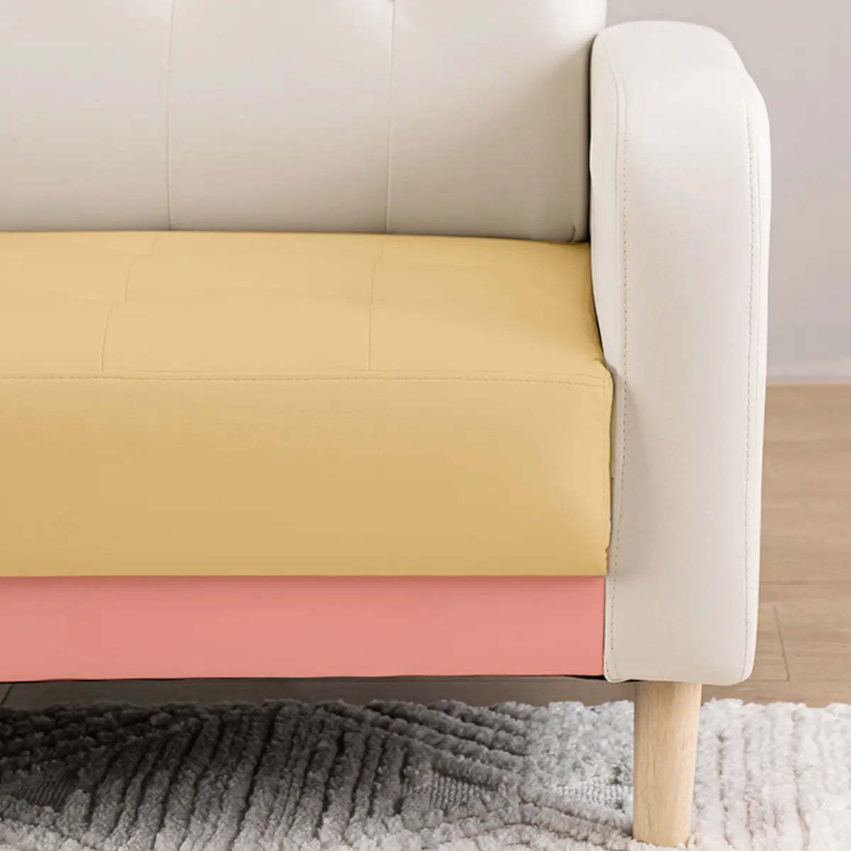Off-White Square Arm Tufted Loose Back Chair