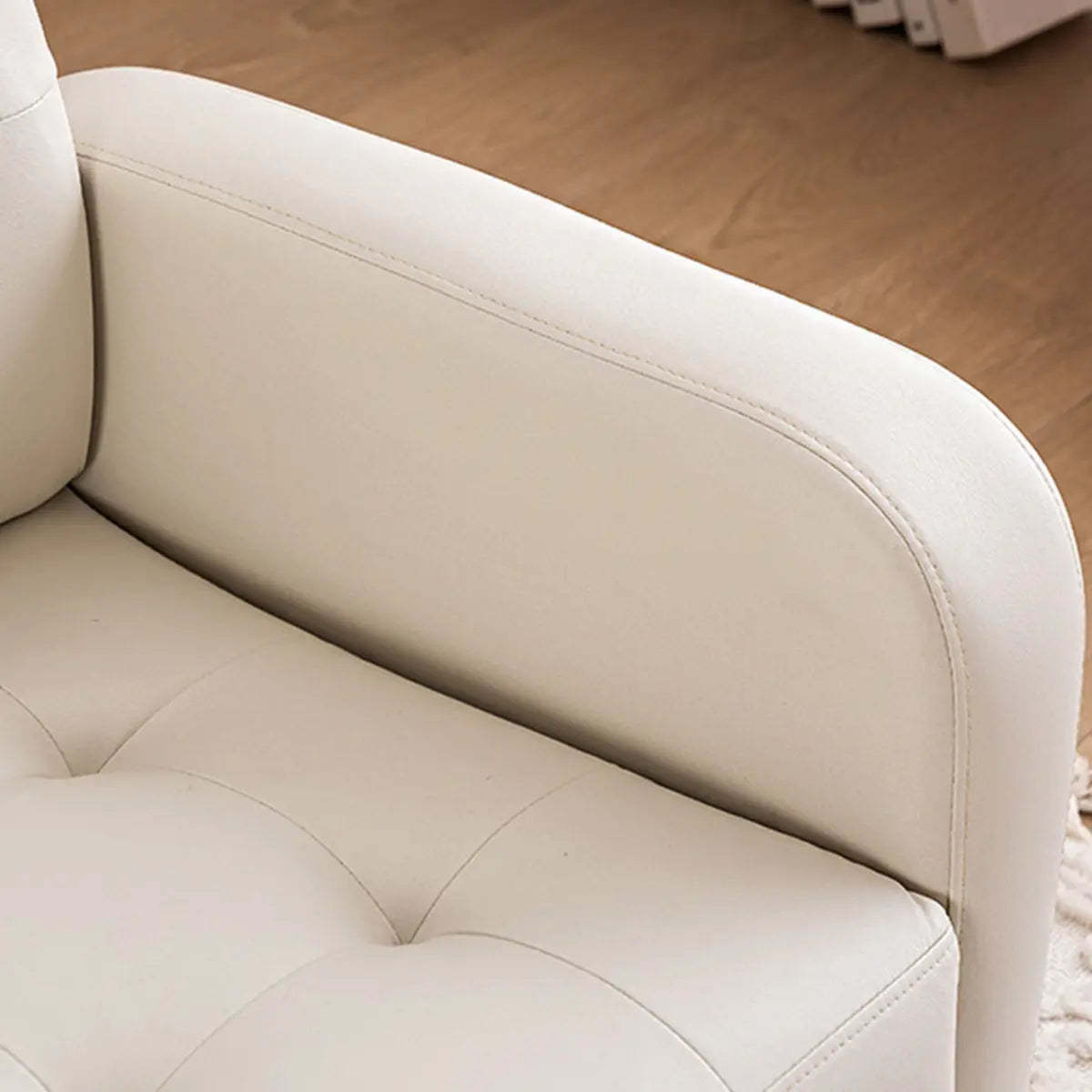 Off-White Square Arm Tufted Loose Back Chair