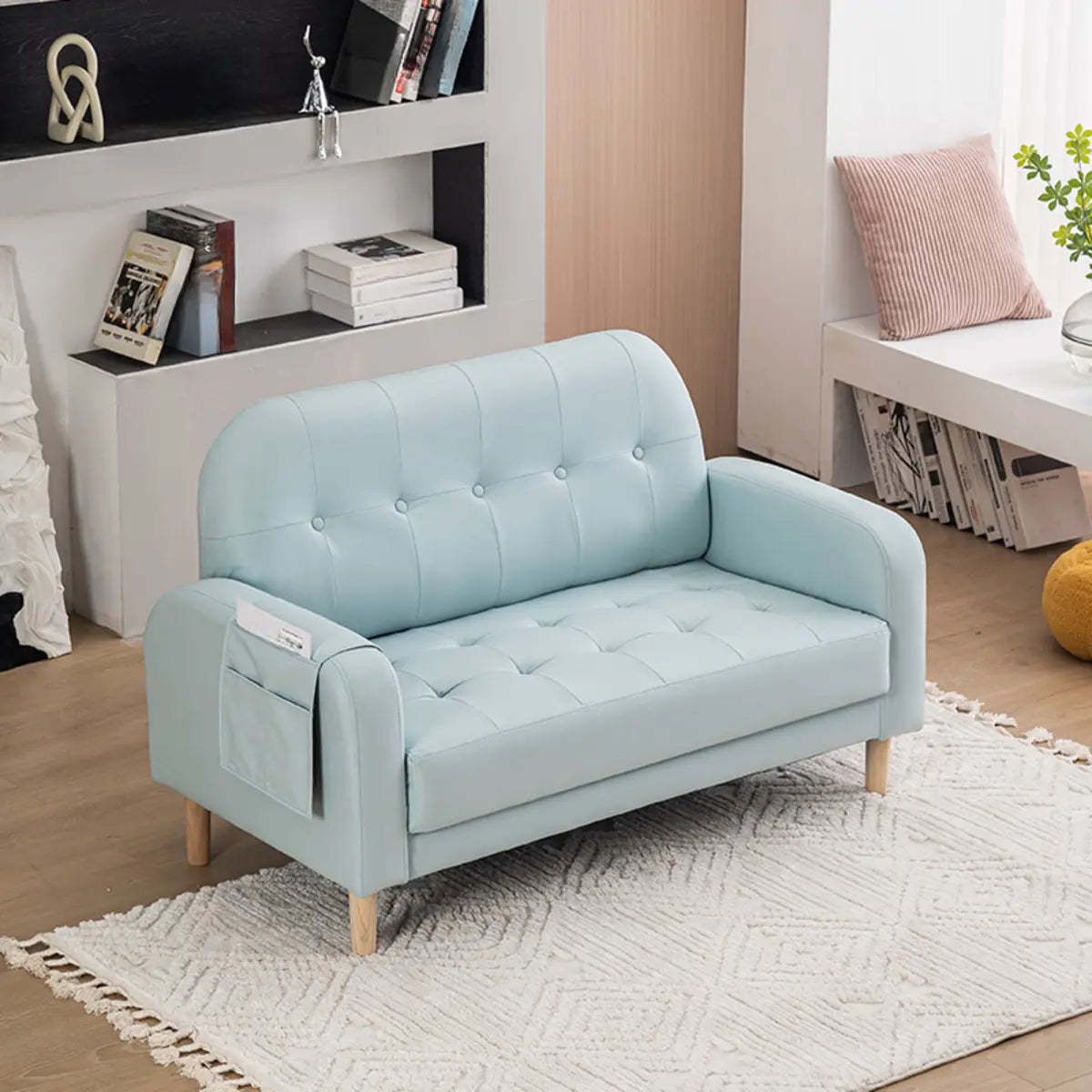Off-White Square Arm Tufted Loose Back Chair — Off-White / Tech Cloth