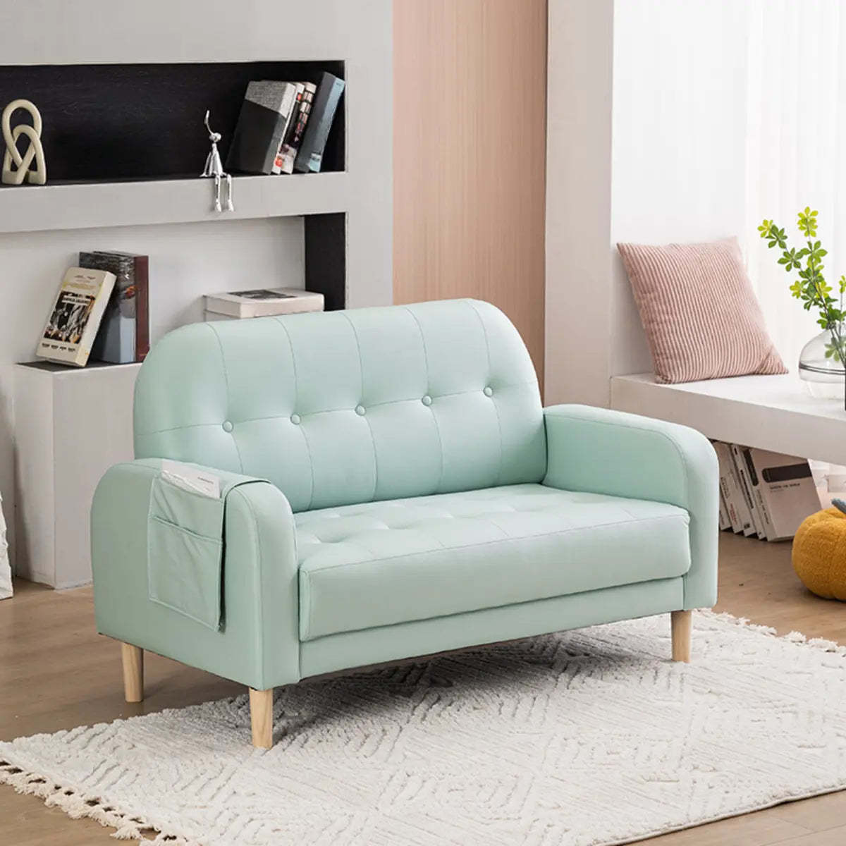 Off-White Square Arm Tufted Loose Back Chair — Orange / Tech Cloth