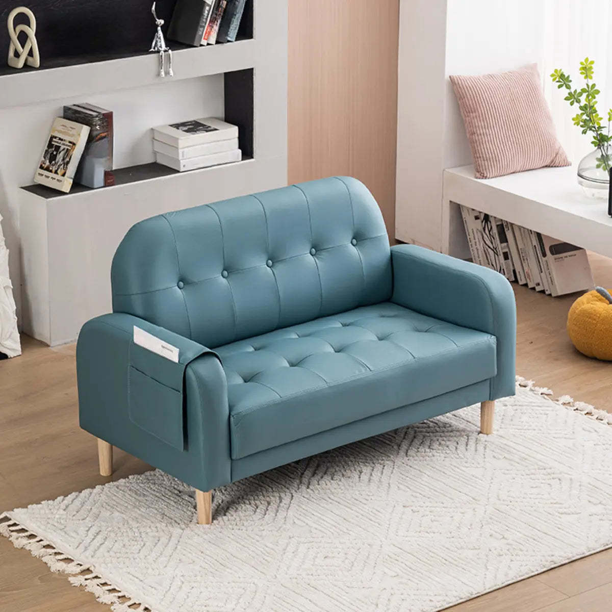 Lighom modern loose arm gray accent chairs in fabric — Lake Blue