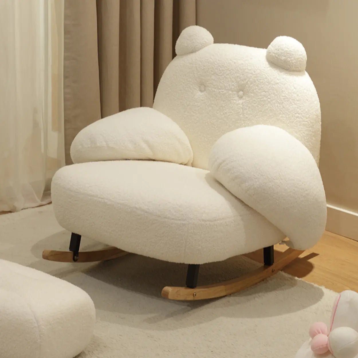 Off-White Animal Shape Rocking Chair — Beige/ Pink