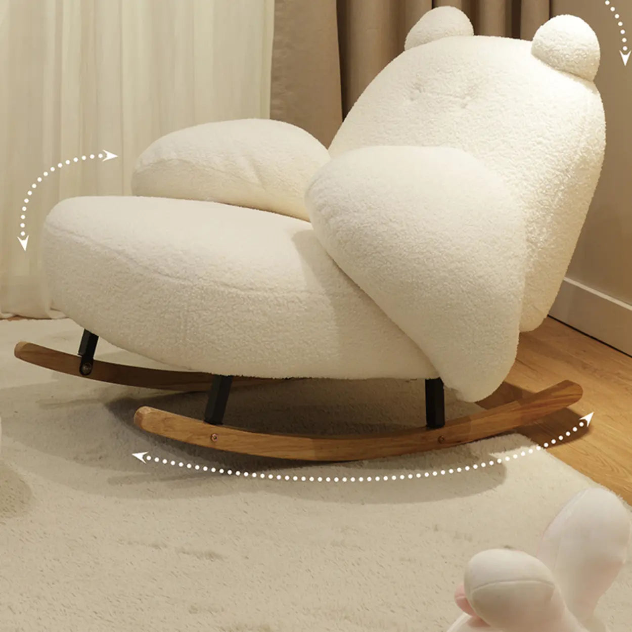 Off-White Animal Shape Rocking Chair — Coffee