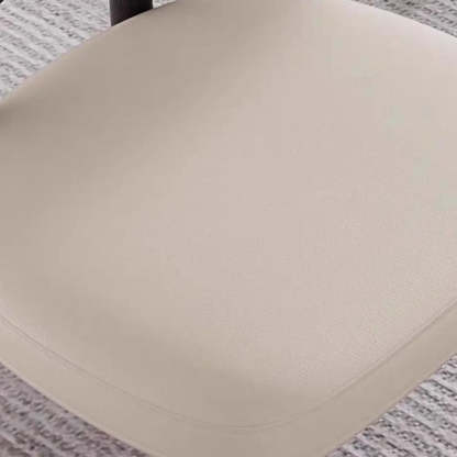 Off-White Upholstered Wood Dining Chair — Orange / Walnut / Microfiber Leather