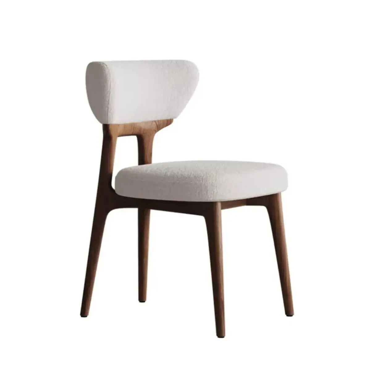Off-White Upholstered Wood Dining Chair