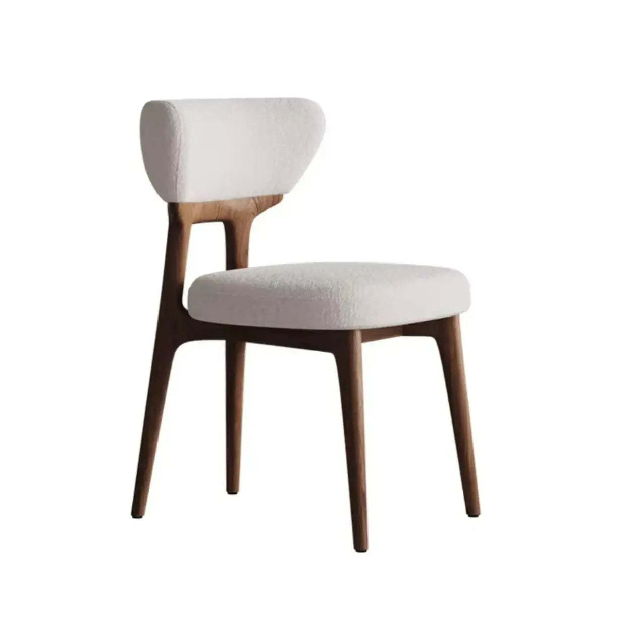 Off-White Upholstered Wood Dining Chair