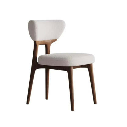 Off-White Upholstered Wood Dining Chair