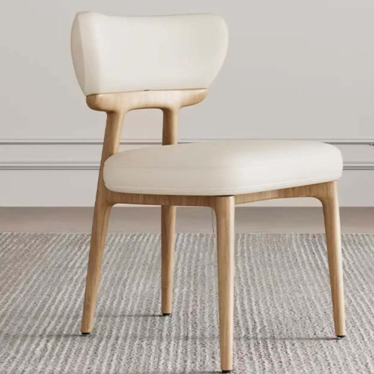 Off-White Upholstered Wood Dining Chair