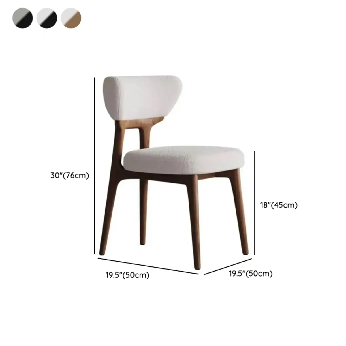 Off-White Upholstered Wood Dining Chair