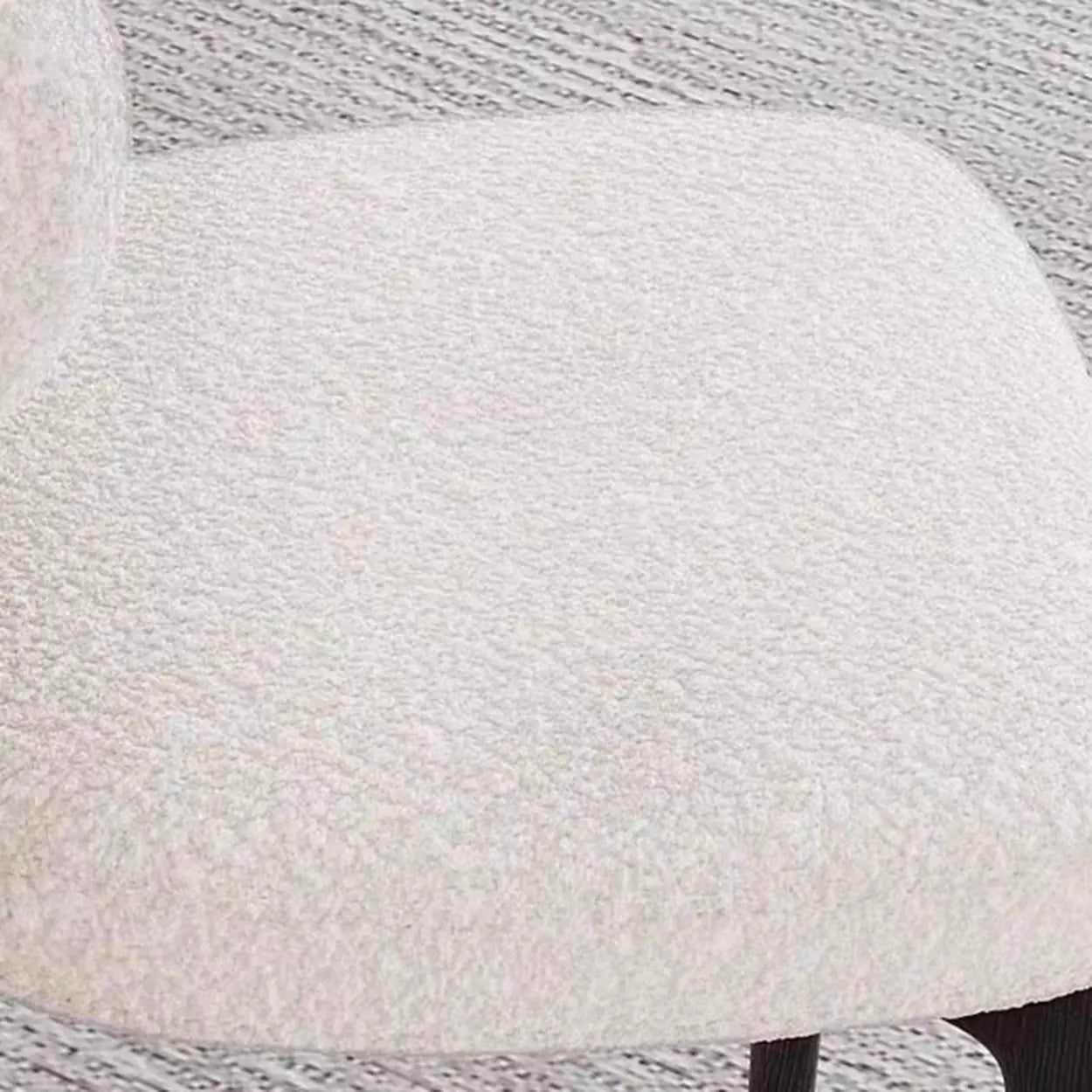 Off-White Upholstered Wood Dining Chair — Off-White / Black / Sherpa