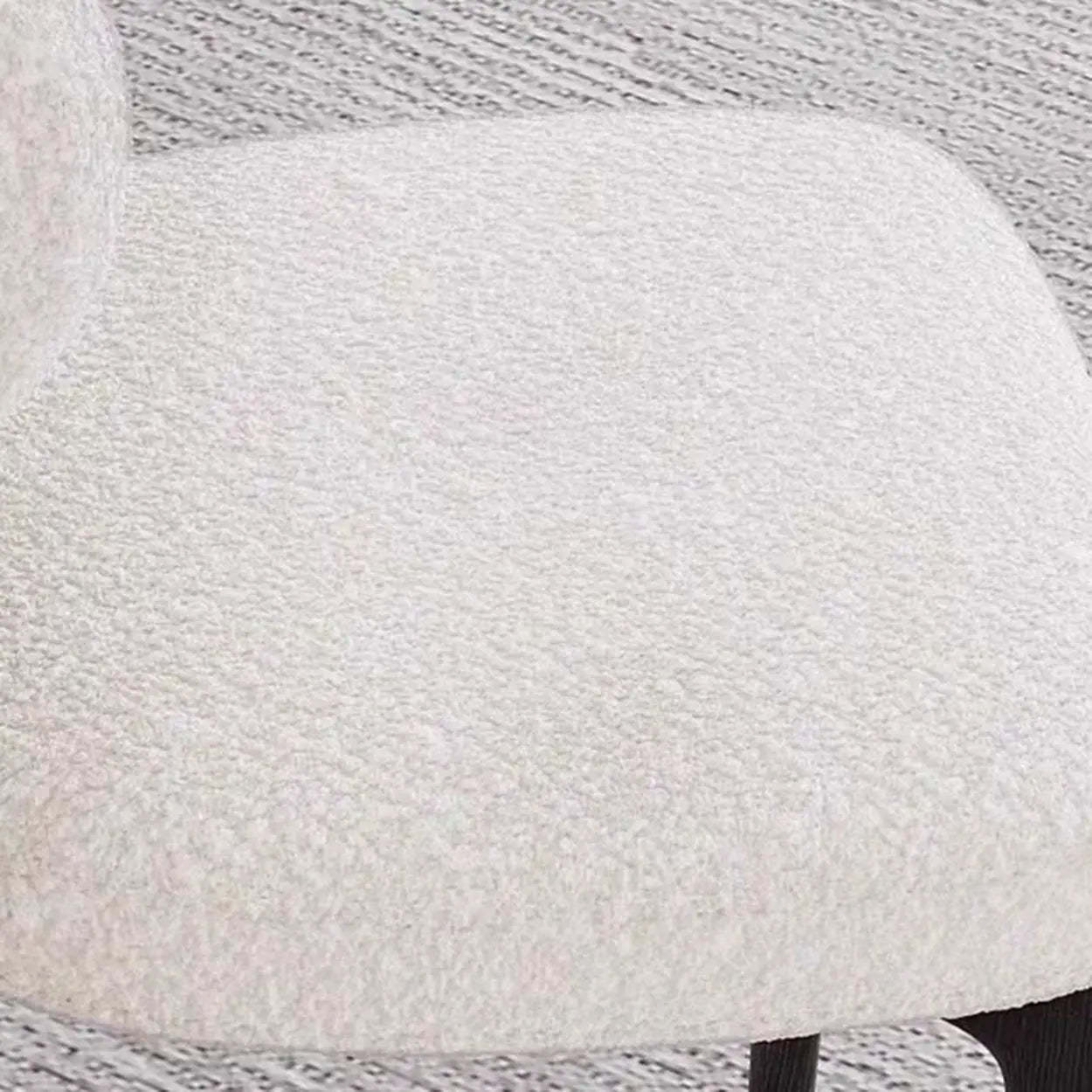 Off-White Upholstered Wood Dining Chair — Off-White / Black / Sherpa