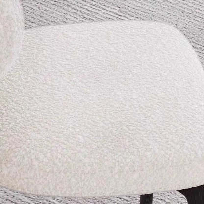 Off-White Upholstered Wood Dining Chair — Off-White / Black / Sherpa