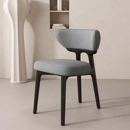 Off-White Upholstered Wood Dining Chair — Off-White / Natural Wood / Microfiber Leather