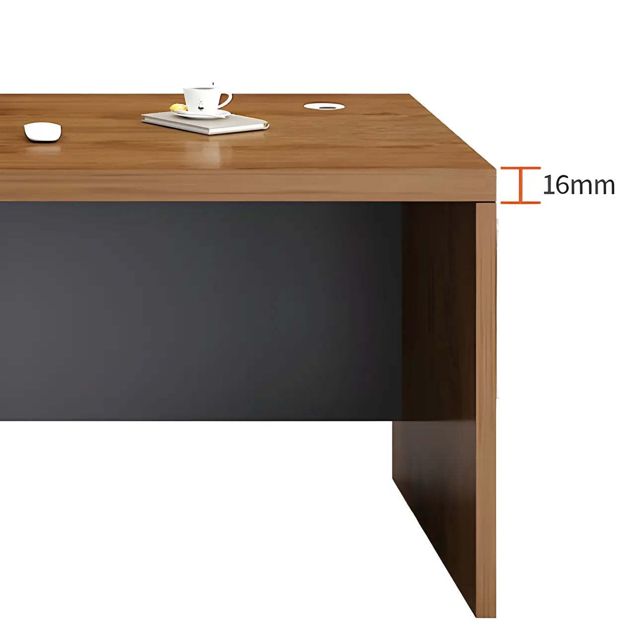 Wooden Black-Base Executive Office Desk — Oak / Table Only